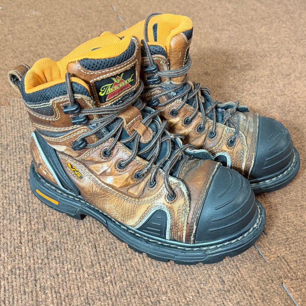 Thorogood Gen-Flex2 Composite Toe Work Boots Mens 7 wmn 9 Brown Leather 804-4445